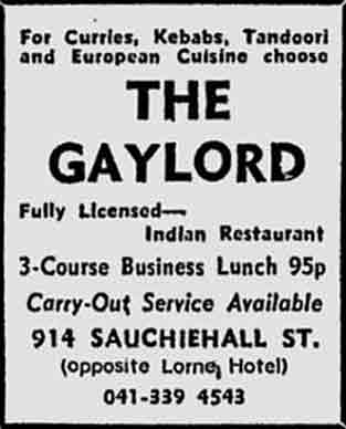 Gaylord advert 1978